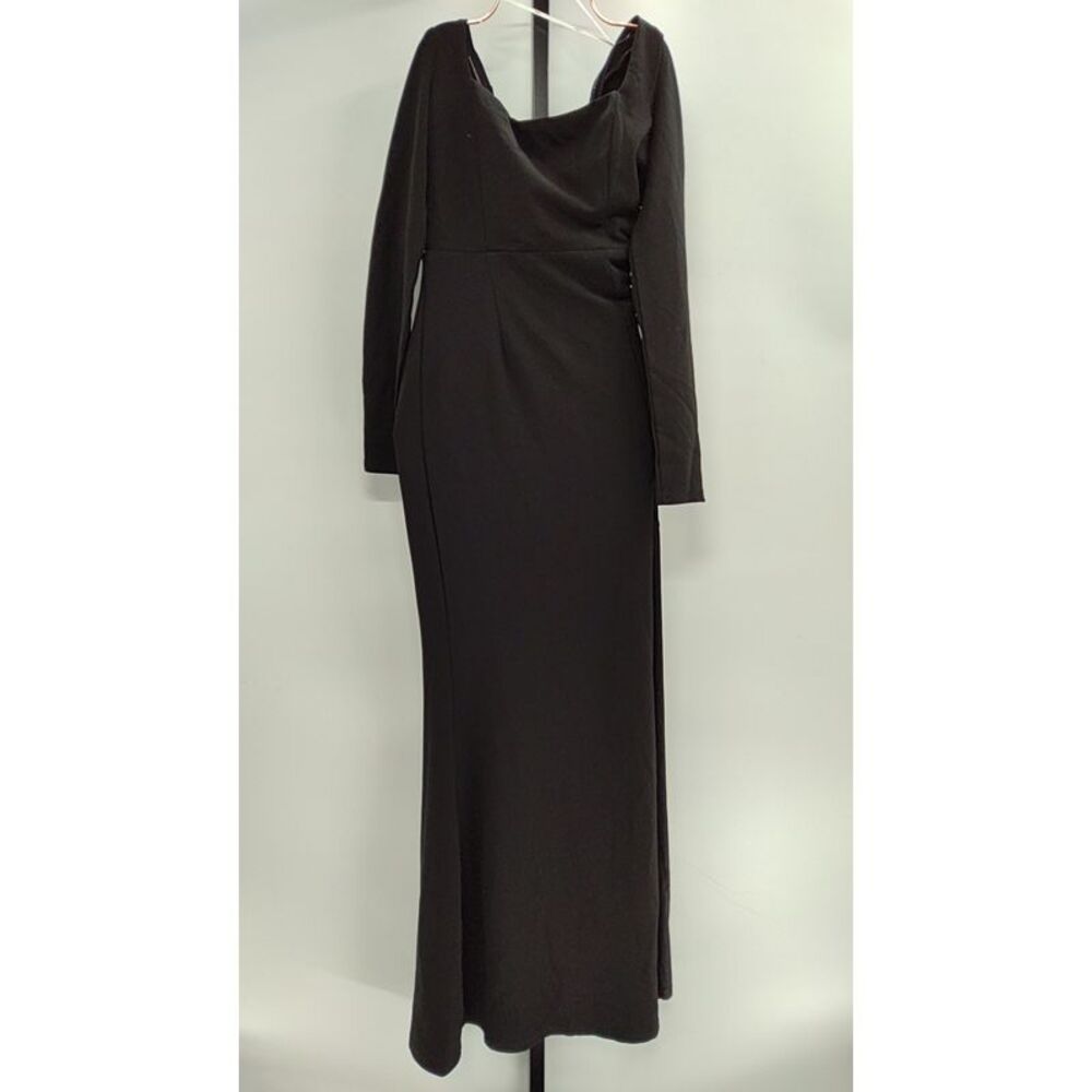 Lulu's Long Black Cowl Neck Evening Dress